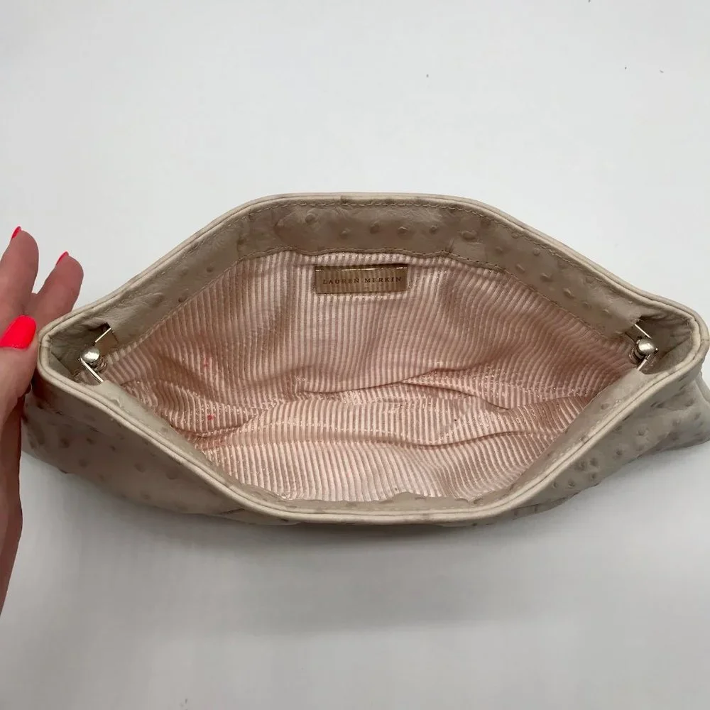 Lauren Merkin Off White Ostrich Leather Clutch - Picture 10 of 11